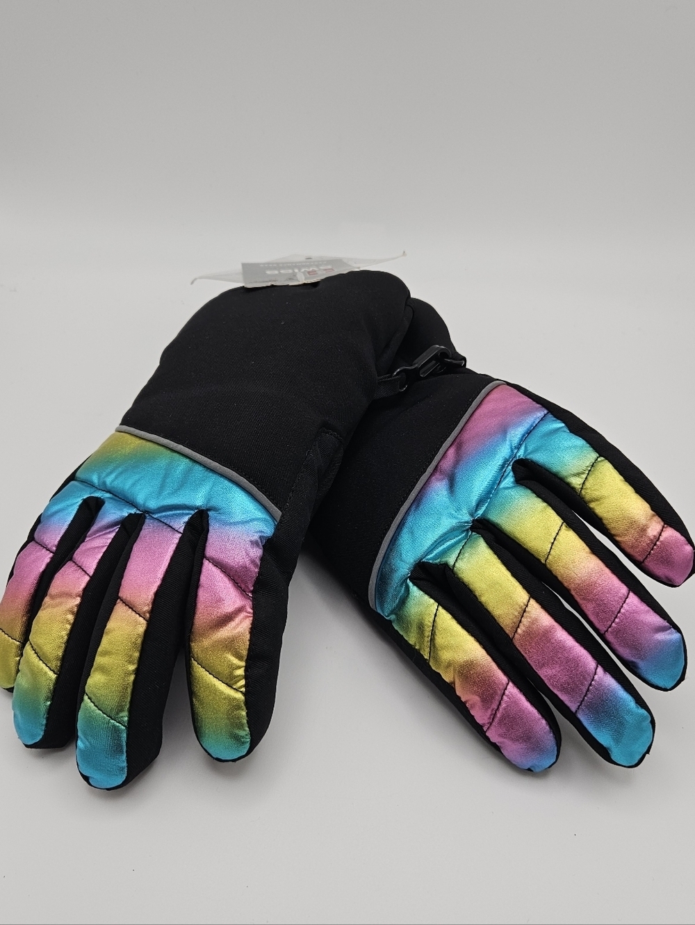 NWT Swiss Tech waterproof Hybrid Glove in Black Soot rainbow S/M